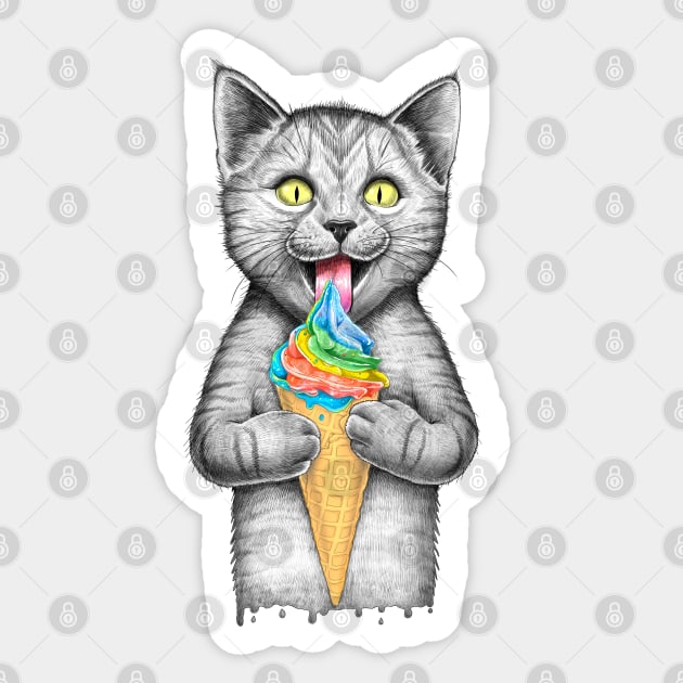 Сat with ice cream Sticker by NikKor